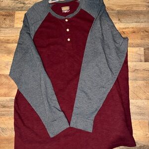 Burgundy and Gray Henley Shirt